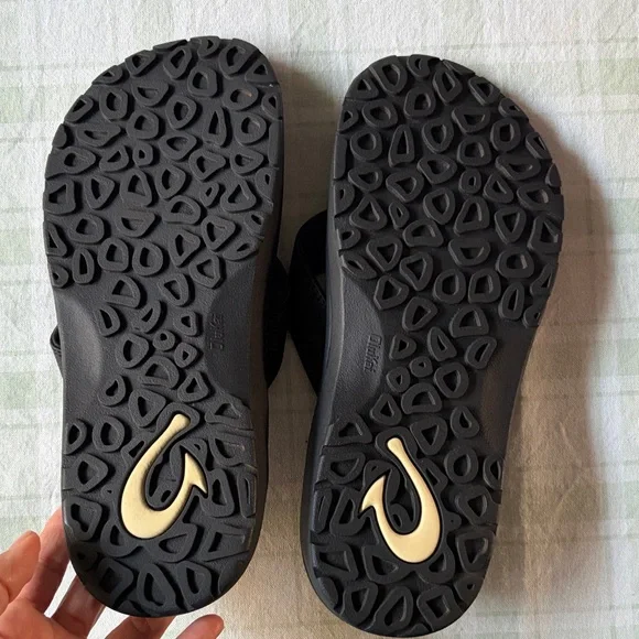 OluKai Ohana Black and Dark Brown Sandals - Picture 3 of 6